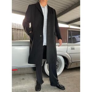 🔥VTG Kuppenheimer Herringbone Wool Charcoal Classic Overcoat Preppy Old Money